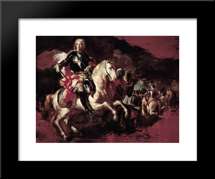 Triumph Of Charles Iii At The Battle Of Velletri 20x24 Black Modern Wood Framed Art Print Poster by Solimena, Francesco