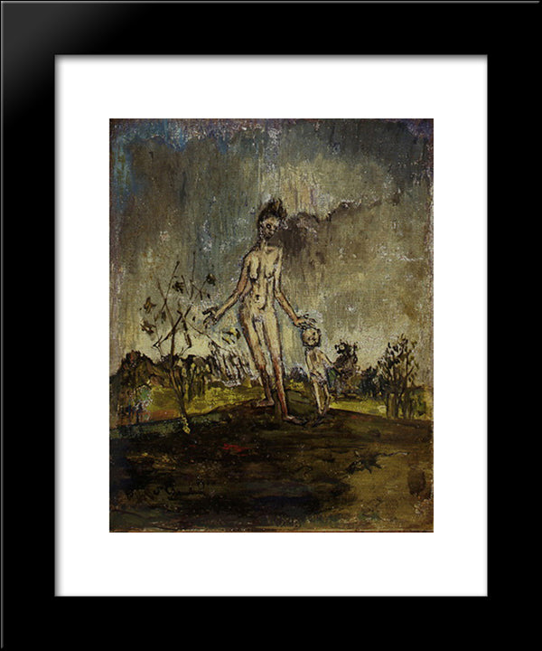 Femme Et Enfant 20x24 Black Modern Wood Framed Art Print Poster by Gruber, Francis