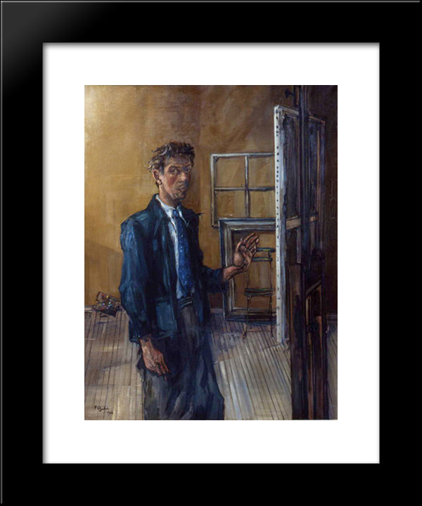 Self-Portrait 20x24 Black Modern Wood Framed Art Print Poster by Gruber, Francis