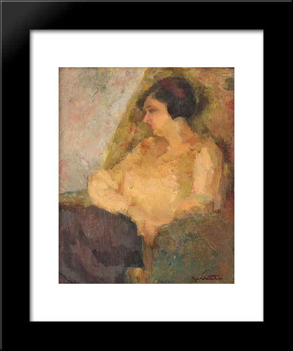 Aristocrat Portrait (Lila, Artist'S Niece) 20x24 Black Modern Wood Framed Art Print Poster by Sirato, Francisc