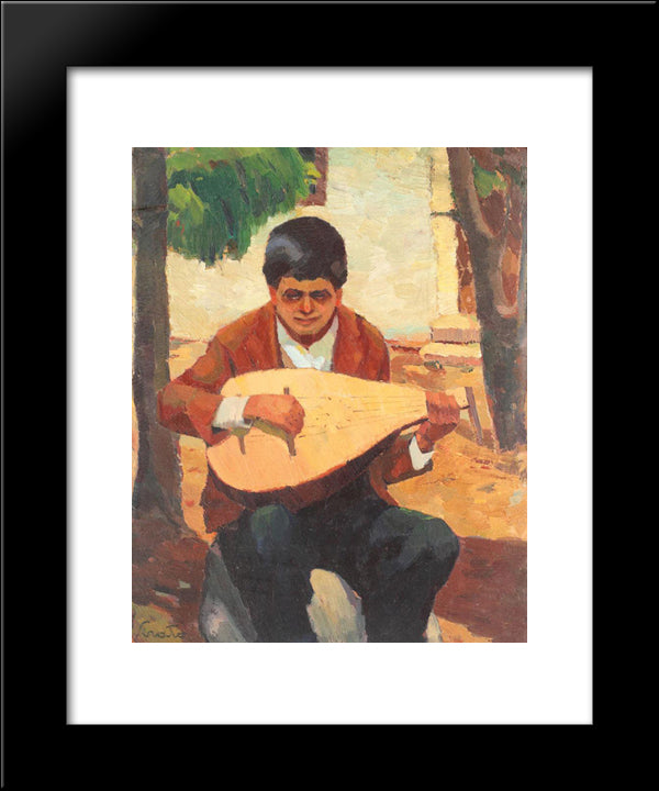 The Cobza Player From Balchik 20x24 Black Modern Wood Framed Art Print Poster by Sirato, Francisc
