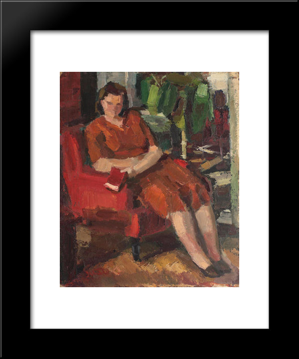 Young Woman In Interior 20x24 Black Modern Wood Framed Art Print Poster by Sirato, Francisc