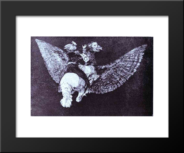 Absurdity Flying 20x24 Black Modern Wood Framed Art Print Poster by Goya, Francisco