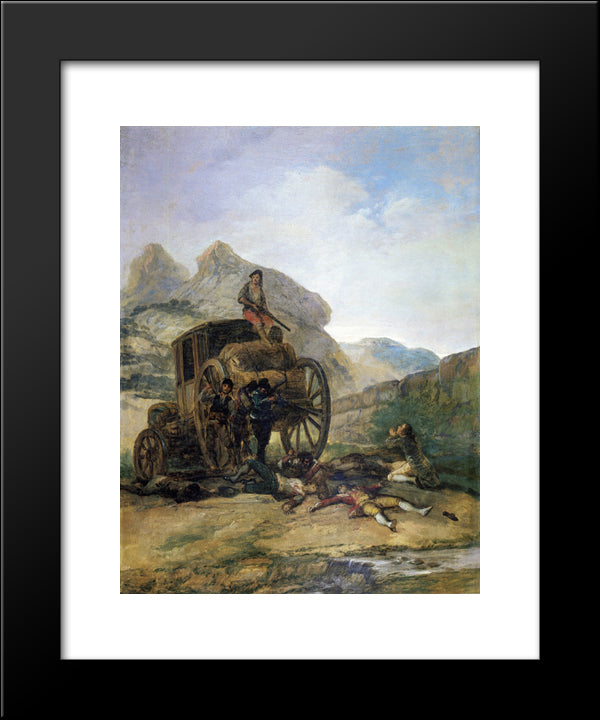 Attack On A Coach 20x24 Black Modern Wood Framed Art Print Poster by Goya, Francisco