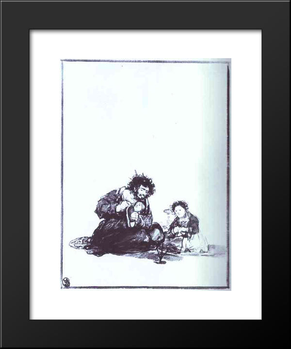 Diligent Blind Man 20x24 Black Modern Wood Framed Art Print Poster by Goya, Francisco