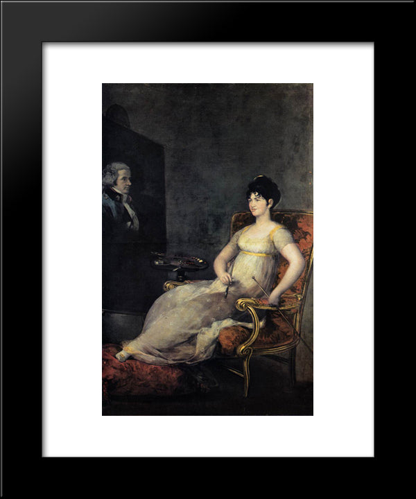 Dona Mara Tomasa Palafox, The Marquesa De Villafranca Painting Her Husband 20x24 Black Modern Wood Framed Art Print Poster by Goya, Francisco