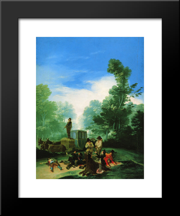 Highwaymen Attacking A Coach 20x24 Black Modern Wood Framed Art Print Poster by Goya, Francisco