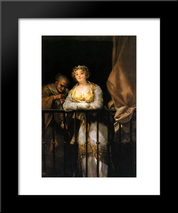 Maja And Celestina On A Balcony 20x24 Black Modern Wood Framed Art Print Poster by Goya, Francisco