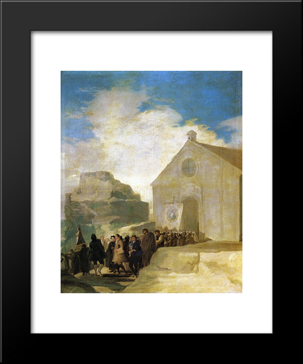 Village Procession 20x24 Black Modern Wood Framed Art Print Poster by Goya, Francisco