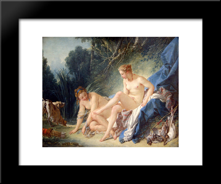 Diana Getting Out Of Her Bath 20x24 Black Modern Wood Framed Art Print Poster by Boucher, Francois