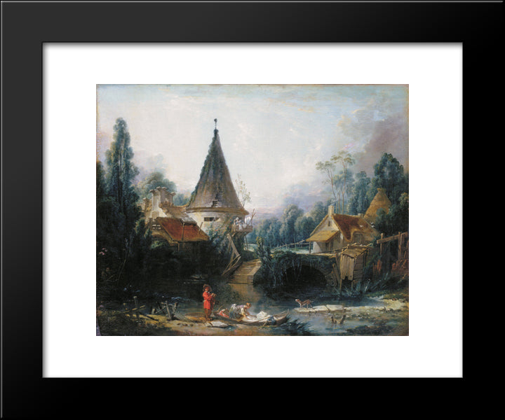 Landscape Near Beauvais Early 20x24 Black Modern Wood Framed Art Print Poster by Boucher, Francois
