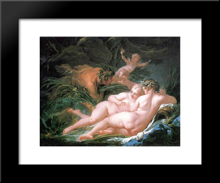 Pan And Syrinx 20x24 Black Modern Wood Framed Art Print Poster by Boucher, Francois