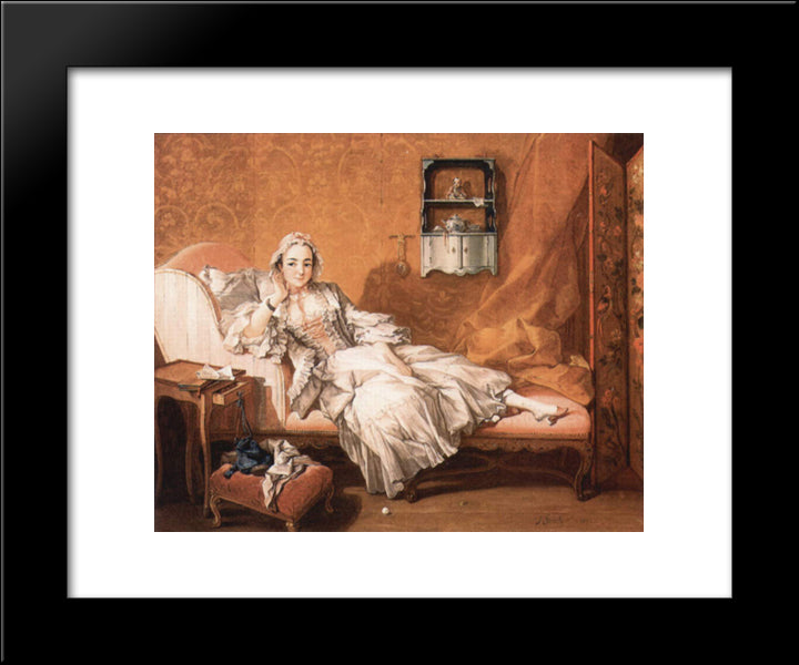 Portrait Of The Artist`S Wife 20x24 Black Modern Wood Framed Art Print Poster by Boucher, Francois