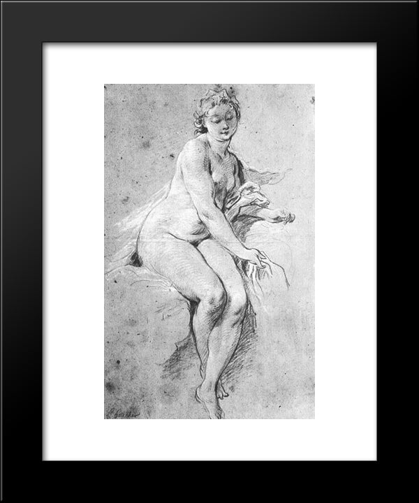 Seated Nude 20x24 Black Modern Wood Framed Art Print Poster by Boucher, Francois