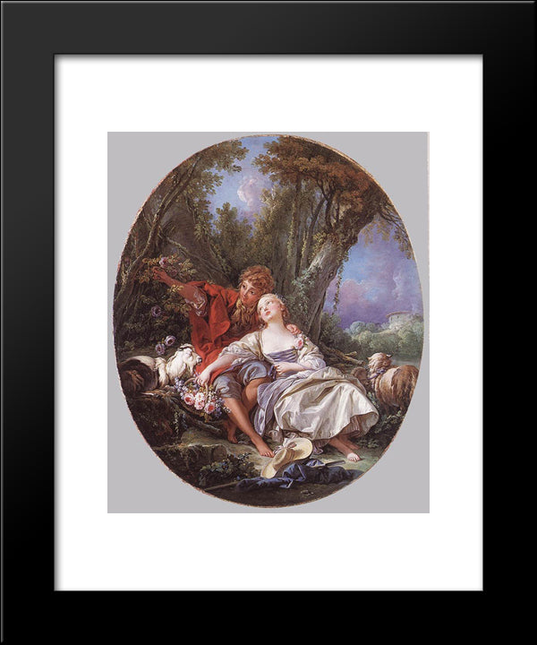 Shepherd And Shepherdess Reposing 20x24 Black Modern Wood Framed Art Print Poster by Boucher, Francois