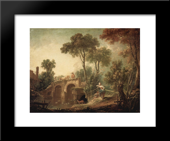 The Bridge 20x24 Black Modern Wood Framed Art Print Poster by Boucher, Francois