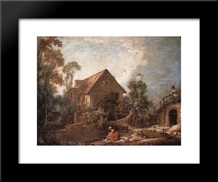 The Mill 20x24 Black Modern Wood Framed Art Print Poster by Boucher, Francois