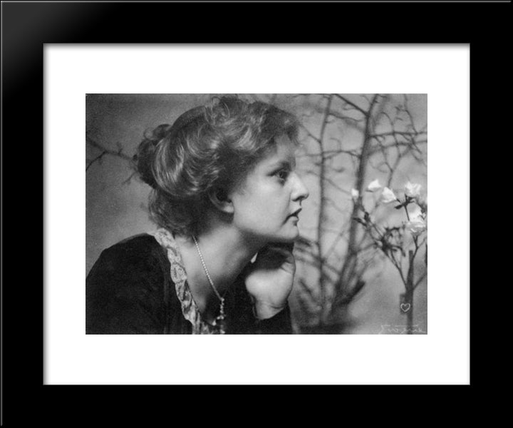 Woman With Flowers 20x24 Black Modern Wood Framed Art Print Poster by Eugene, Frank