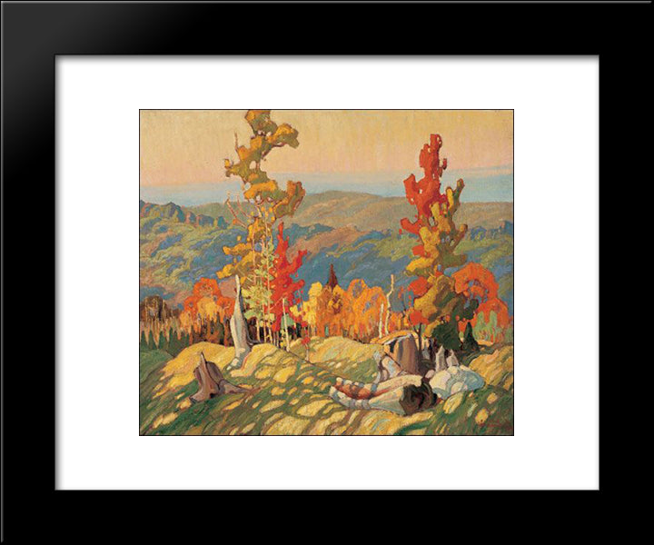 Autumn In The Northland 20x24 Black Modern Wood Framed Art Print Poster by Carmichael, Franklin