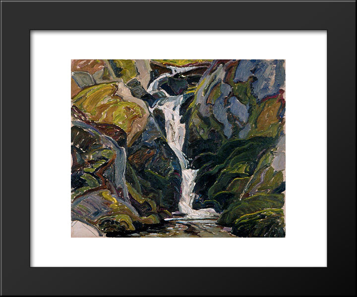 Waterfalls On The Way Into Nellie Lake 20x24 Black Modern Wood Framed Art Print Poster by Carmichael, Franklin
