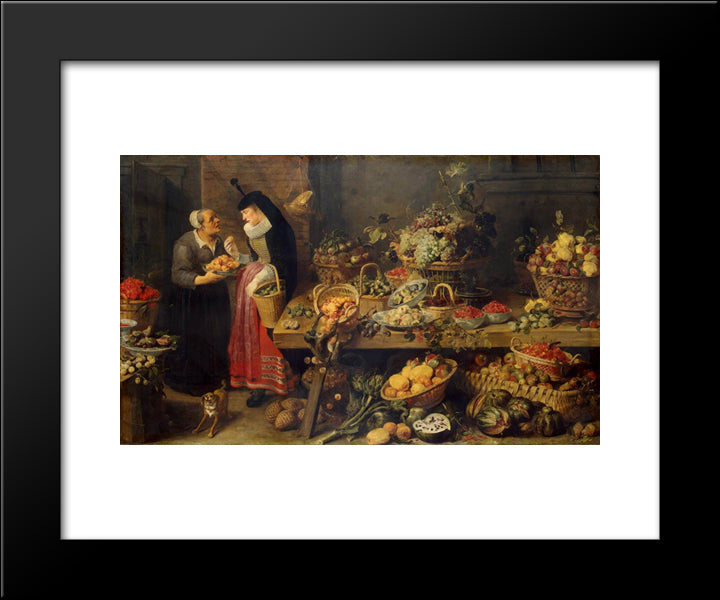 A Fruit Stall 20x24 Black Modern Wood Framed Art Print Poster by Snyders, Frans
