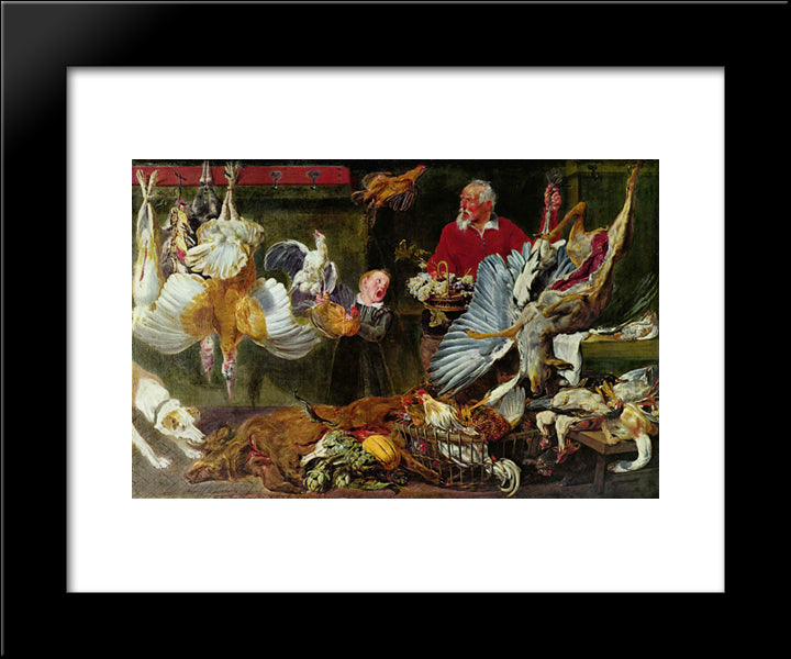 Venison Dealers 20x24 Black Modern Wood Framed Art Print Poster by Snyders, Frans