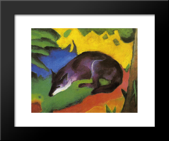Blue Fox 20x24 Black Modern Wood Framed Art Print Poster by Marc, Franz