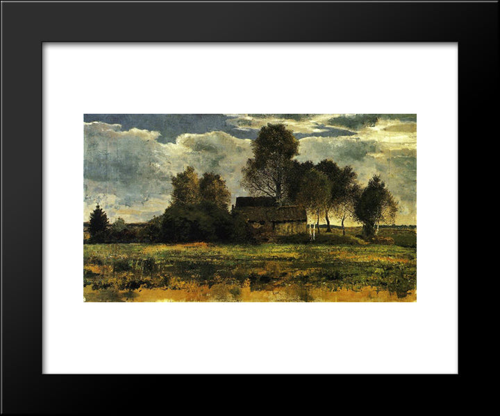 Cottages On The Dachau Marsh 20x24 Black Modern Wood Framed Art Print Poster by Marc, Franz