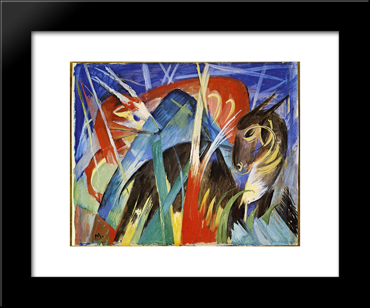 Fairy Animals 20x24 Black Modern Wood Framed Art Print Poster by Marc, Franz