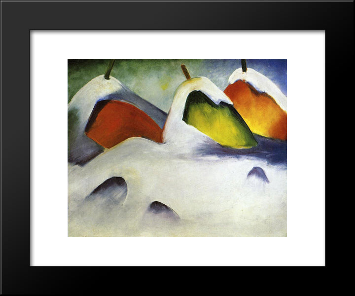 Haystacks In The Snow 20x24 Black Modern Wood Framed Art Print Poster by Marc, Franz