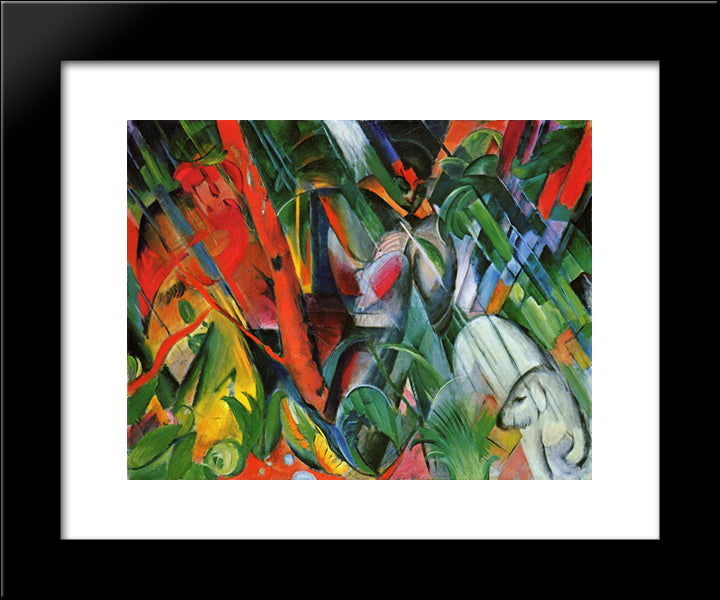 In The Rain 20x24 Black Modern Wood Framed Art Print Poster by Marc, Franz