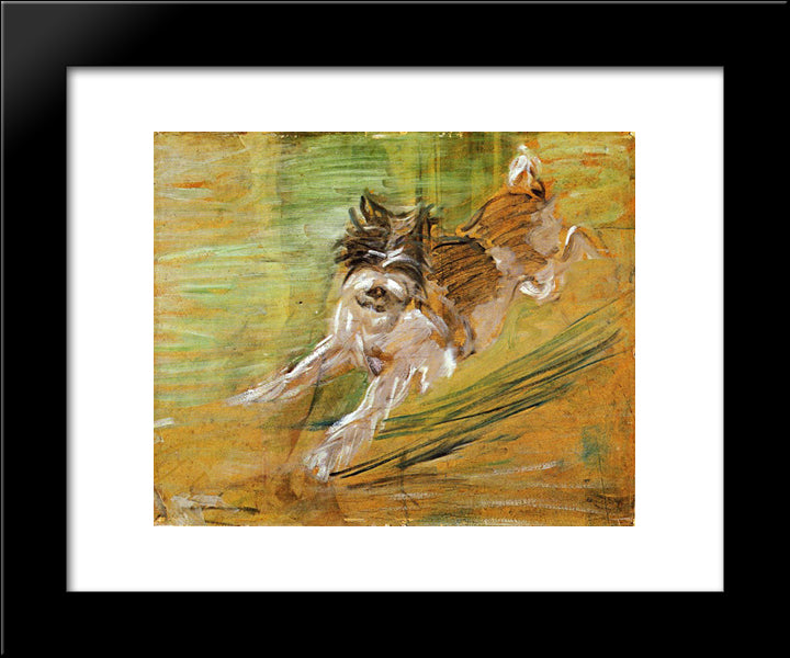 Jumping Dog Schlick 20x24 Black Modern Wood Framed Art Print Poster by Marc, Franz