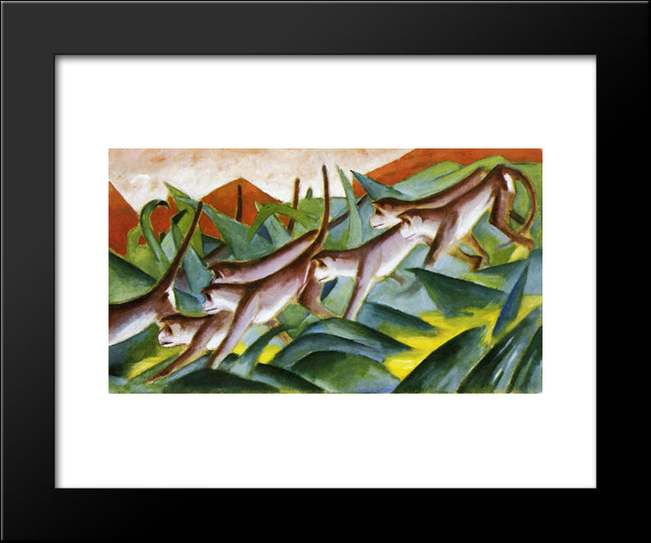 Monkey Frieze 20x24 Black Modern Wood Framed Art Print Poster by Marc, Franz