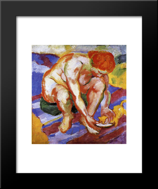 Nude With Cat 20x24 Black Modern Wood Framed Art Print Poster by Marc, Franz