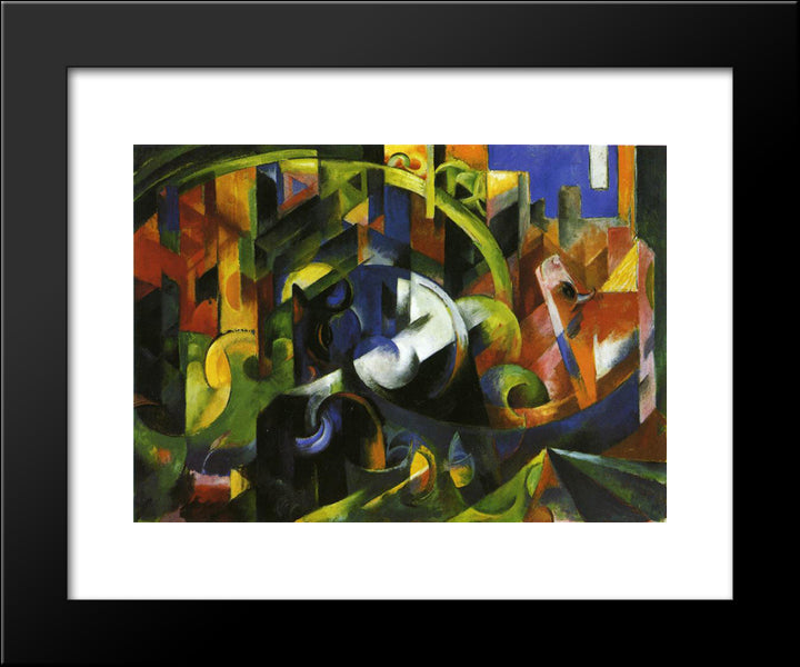 Picture With Cattle 20x24 Black Modern Wood Framed Art Print Poster by Marc, Franz
