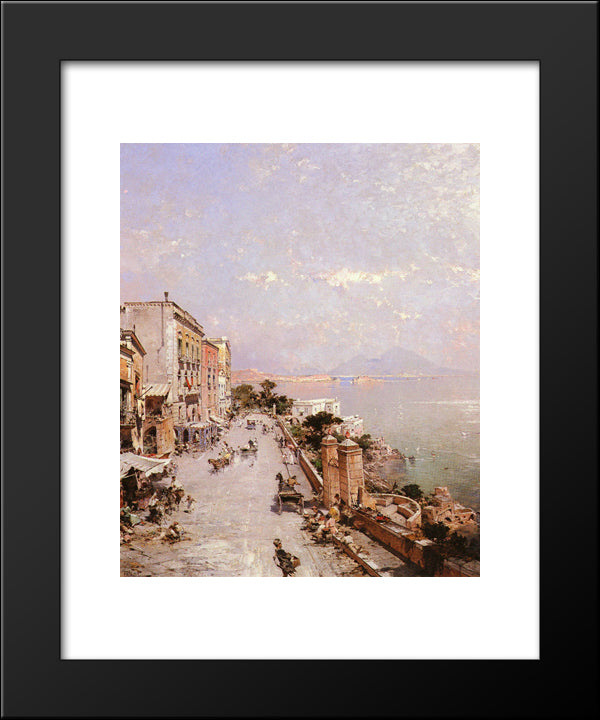 A View Of Posilippo, Naples 20x24 Black Modern Wood Framed Art Print Poster by Unterberger, Franz Richard