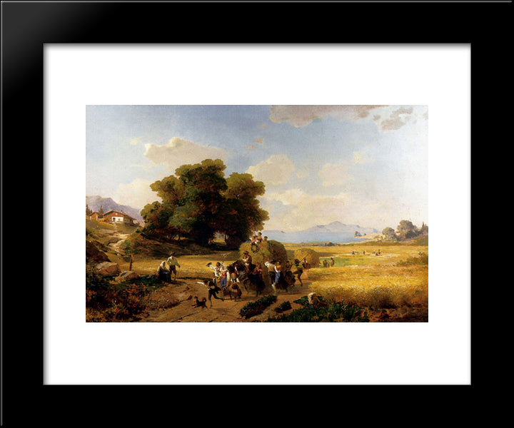The Last Day Of The Harvest 20x24 Black Modern Wood Framed Art Print Poster by Unterberger, Franz Richard