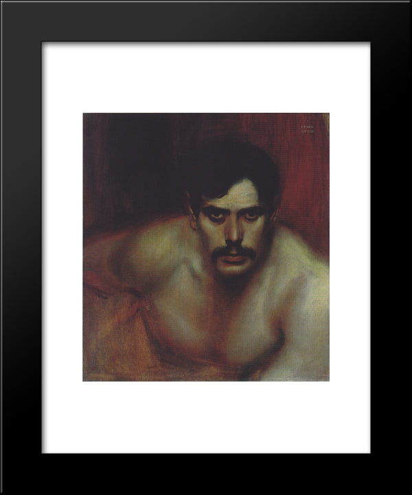 Male Portrait Study (A Bad Conscience) 20x24 Black Modern Wood Framed Art Print Poster by Stuck, Franz
