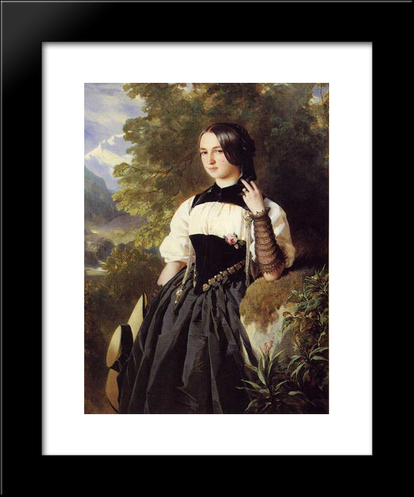 A Swiss Girl From Interlaken 20x24 Black Modern Wood Framed Art Print Poster by Winterhalter, Franz Xaver