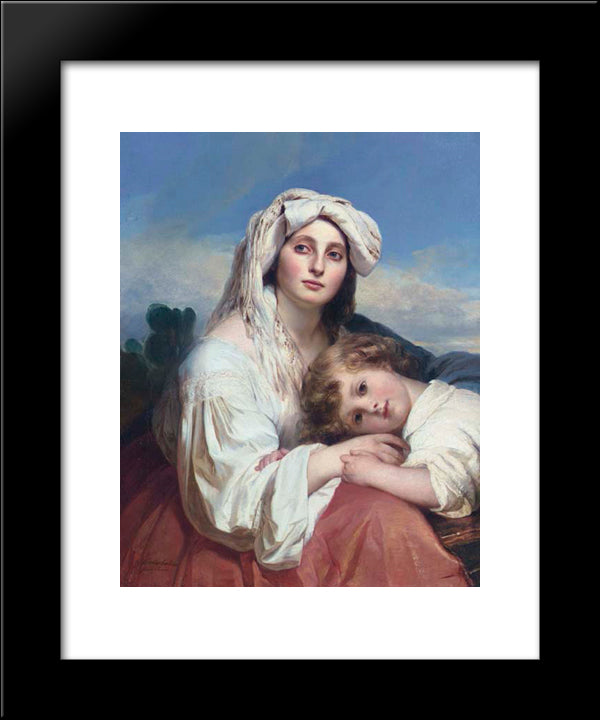 Italian Woman With Child 20x24 Black Modern Wood Framed Art Print Poster by Winterhalter, Franz Xaver
