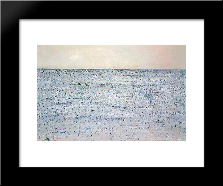 Seascape With Boat Mornington 20x24 Black Modern Wood Framed Art Print Poster by Williams, Fred