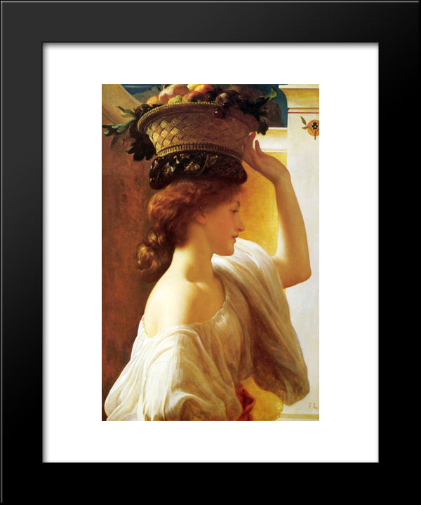 A Girl With A Basket Of Fruit 20x24 Black Modern Wood Framed Art Print Poster by Leighton, Frederic