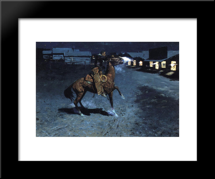 An Arguement With The Town Marshall 20x24 Black Modern Wood Framed Art Print Poster by Remington, Frederic