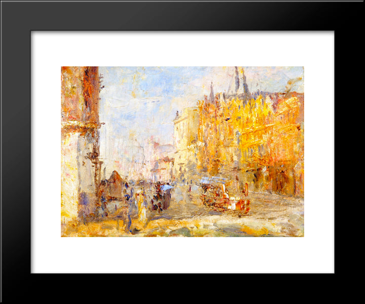 Collins Street 20x24 Black Modern Wood Framed Art Print Poster by McCubbin, Frederick