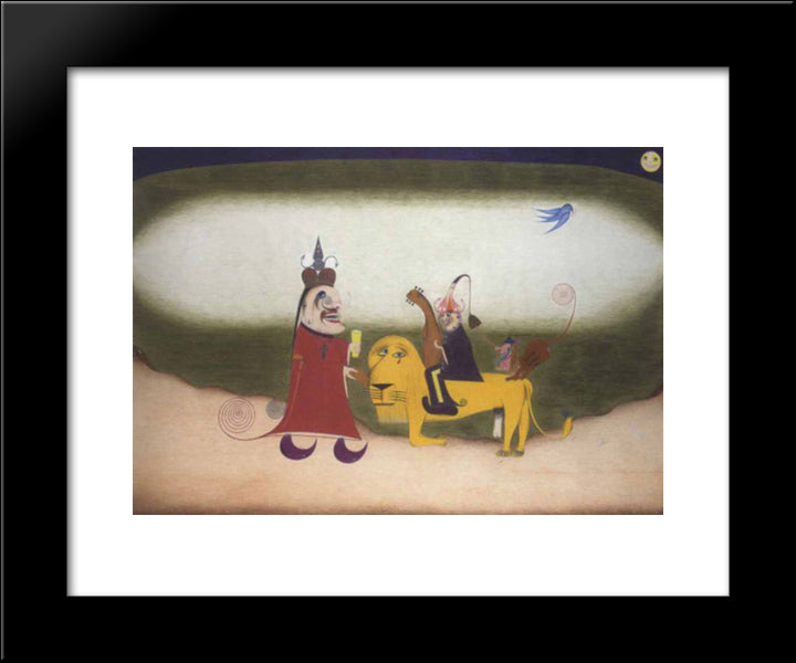 Der Betende Lowe, Oder Die Geschandete Kraft 20x24 Black Modern Wood Framed Art Print Poster by Schroder Sonnenstern, Friedrich