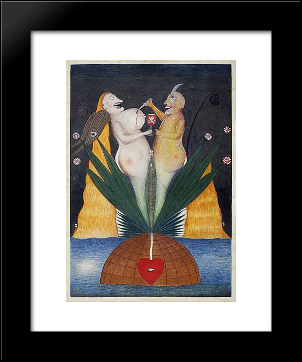 The Moralistic Moon Dualism 20x24 Black Modern Wood Framed Art Print Poster by Schroder Sonnenstern, Friedrich