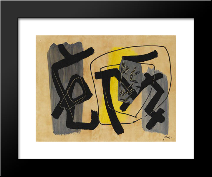 Schwarz Vor Grau Und Gelb 20x24 Black Modern Wood Framed Art Print Poster by Winter, Fritz