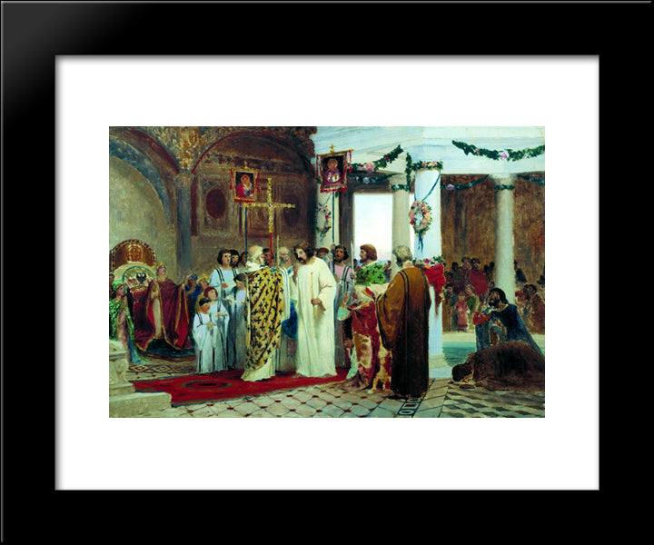 Baptism Of Prince Vladimir 20x24 Black Modern Wood Framed Art Print Poster by Bronnikov, Fyodor