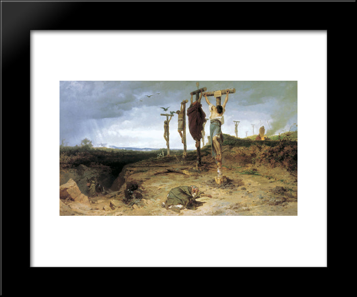 Cursed Field. The Place Of Execution In Ancient Rome. Crucified Slave 20x24 Black Modern Wood Framed Art Print Poster by Bronnikov, Fyodor