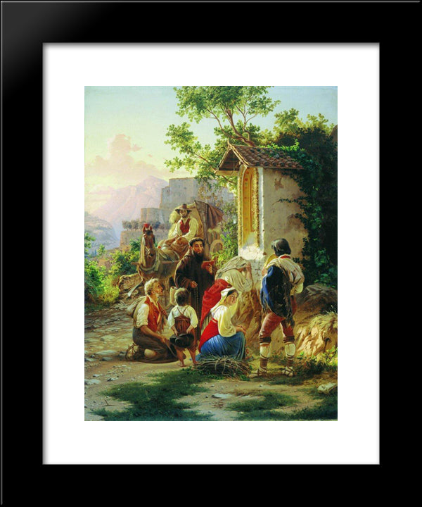 In The Chapel 20x24 Black Modern Wood Framed Art Print Poster by Bronnikov, Fyodor